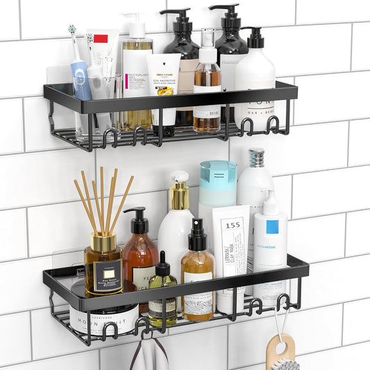 Shower Caddy Shelf Organizer Rack, Self Adhesive Black Bathroom Shelves Basket, Home Farmhouse Wall inside Organization and Storage Decor Rv Accessories, First Camper Apartment Essentials | Basket, Home Farmhouse, Decor, Rv Accessories, First Camper
