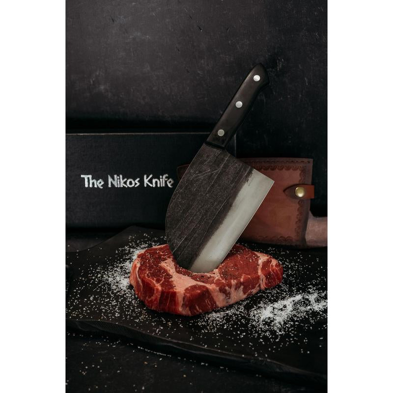 The Nikos Knife – Handmade Razor-Sharp Chef Knife | High-Carbon Steel Blade with Ergonomic Handle | Professional Kitchen Knife for Meat, Vegetables & More