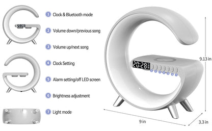 G-Shaped LED Atmosphere Lamp with Wireless Charging & Bluetooth Speaker