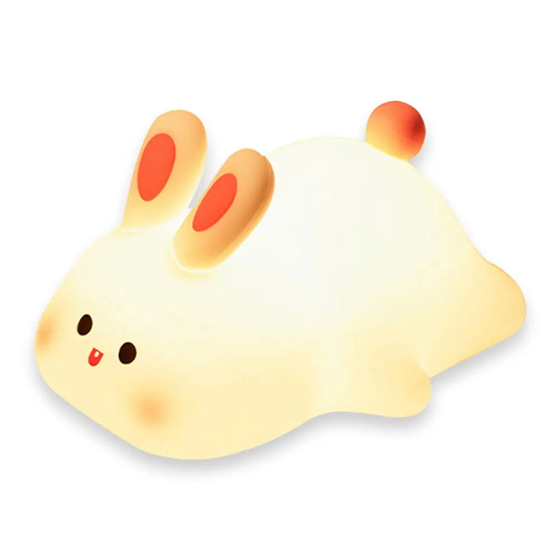 Cute Rabbit LED Night Light - Touch Control Silicone Lamp with Timer for Kids