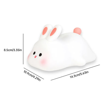 Cute Rabbit LED Night Light - Touch Control Silicone Lamp with Timer for Kids