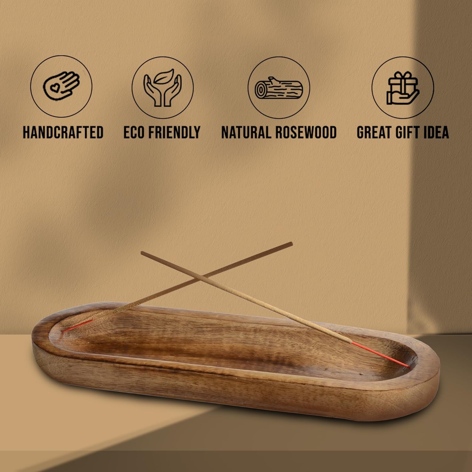 Wooden Brown Incense Holder -Incense Burner Holder –Ash Catcher - Incense Stick Holder - Meditation & Yoga - Great Gift for Any Occasion Size 11X4 Inch
