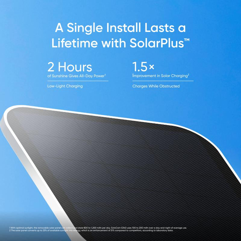 Eufy Security Solocam S340 360° Pan & Tilt Solar Security Camera 2.4 Ghz Wi-Fi No Monthly Fee Homebase S380 Compatible - Ai Auto Lock and Tracking