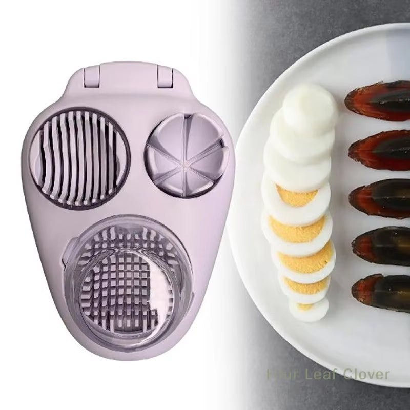 [ZY44] 3In1 Creative Egg Slicer Hard Boiled Eggs Slicers Kitchen Food Slicers Fruit Vegetable Manual Slicers Household Supplies