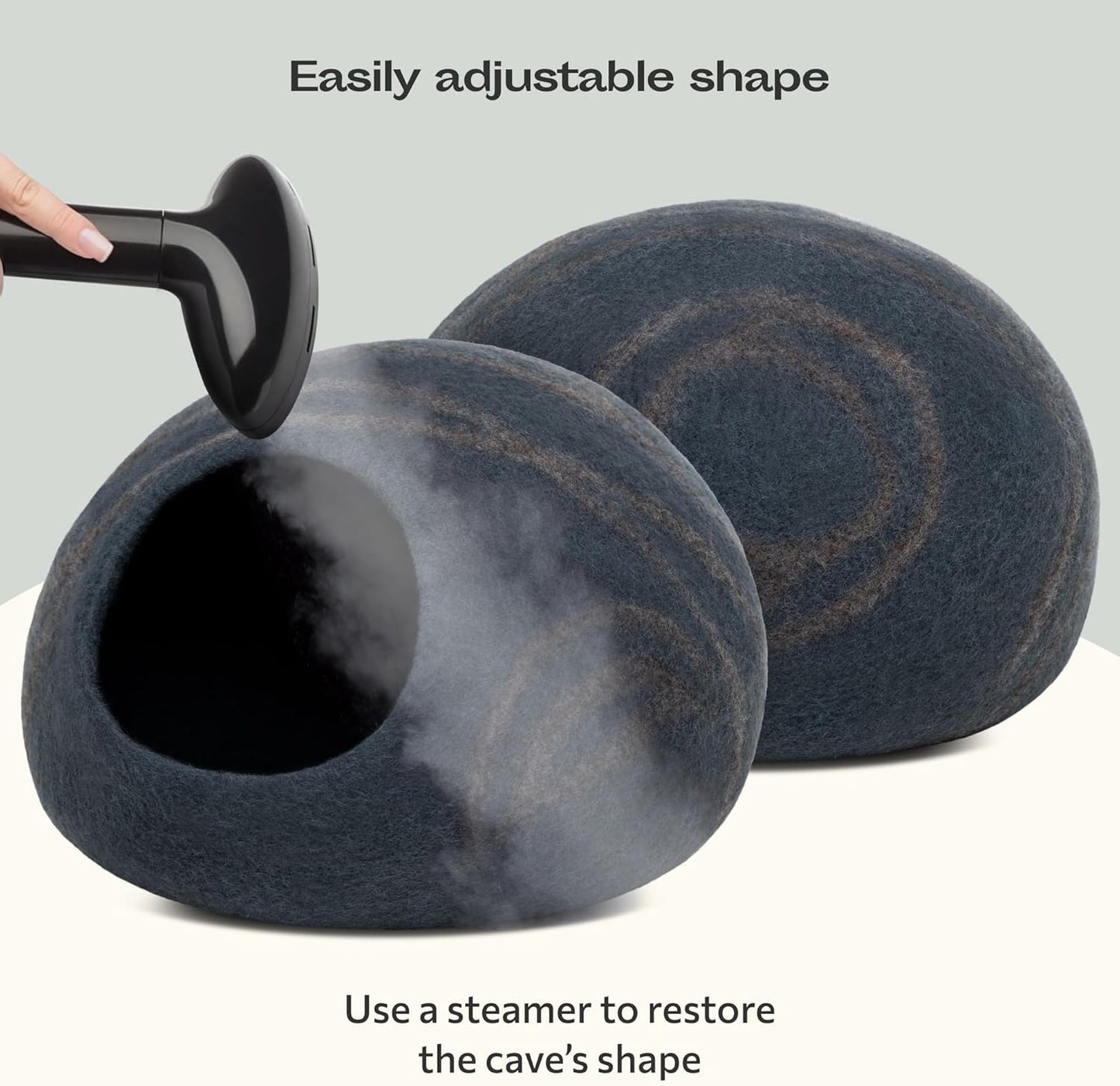 Premium Felt Cat Bed Cave - Handmade 100% Merino Wool Bed for Cats and Kittens, Cat (Large, Slate Grey)