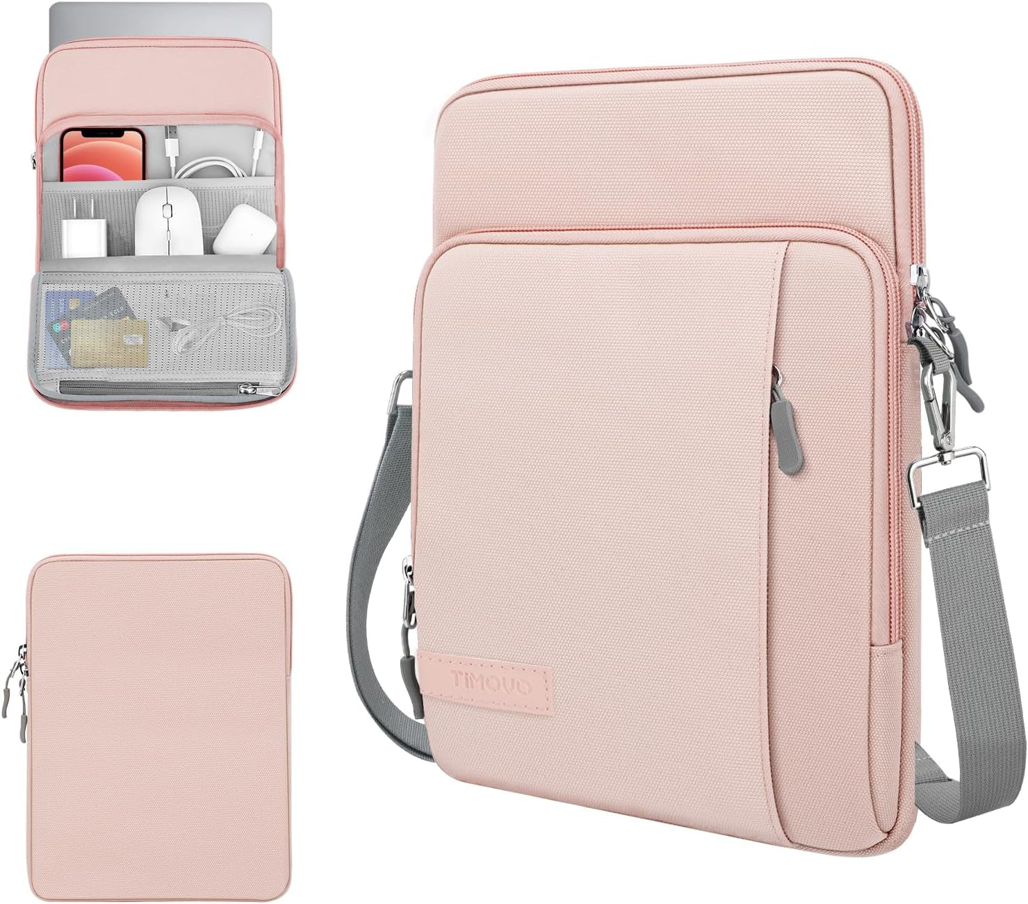 13.3-14 Inch Laptop Sleeve Case Carrying Bag with Pockets for Surface Pro 9/8/X, Macbook Air 2022-2018, Macbook Pro M2 14" /13" M2/M1 Max 14.2 2023-2021, Galaxy Tab S9+/S8+ 12.4", Pink