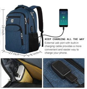 Professional Laptop Backpack with USB Charging Port - Water-Resistant