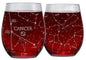 Libra Zodiac Stemless Wine Glasses – Premium Hand-Etched Crystal Set of 2 with Constellation Design