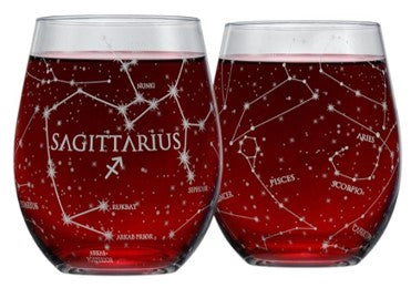 Libra Zodiac Stemless Wine Glasses – Premium Hand-Etched Crystal Set of 2 with Constellation Design