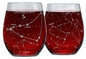 Libra Zodiac Stemless Wine Glasses – Premium Hand-Etched Crystal Set of 2 with Constellation Design