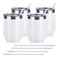 Stainless Steel Wine Tumblers Set of 8 – Insulated Stemless Cups with Lids
