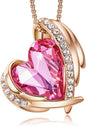 Christmas Gifts for Women，Love Heart Pendant Necklaces for Women, Silver Tone Rose Gold Tone Birthstone Jewelry Gifts for Wife Her