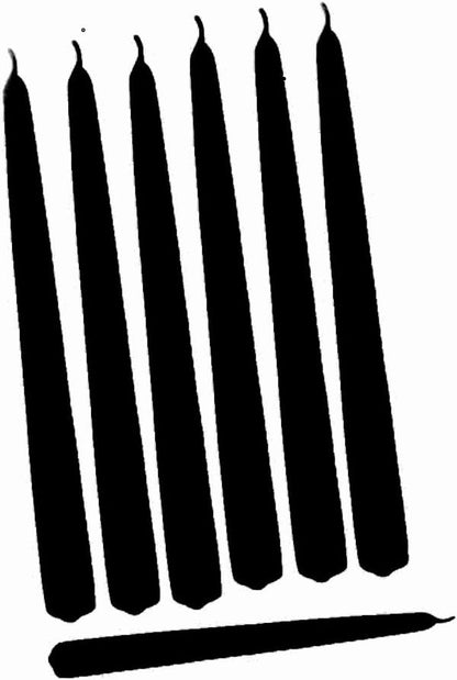 Black Taper Candles 12" - Hand-Dipped Dripless Unscented Candles - Set of 12