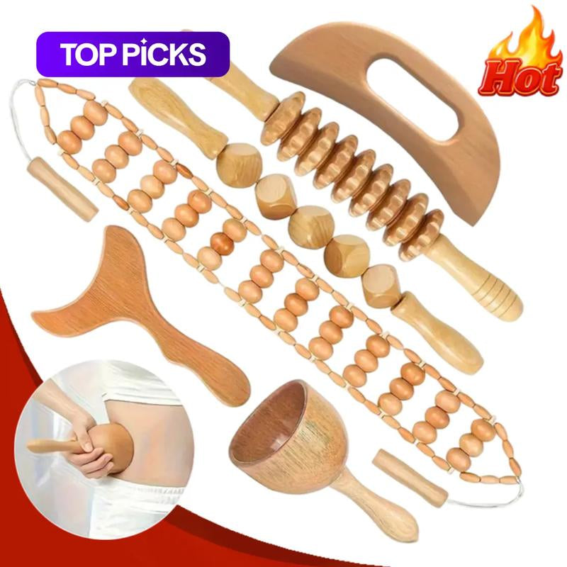 1Pc-6Pcs Wooden Massage Tool Set, Manual Wood Massager, Muscle Massage Tools, Herbal Therapy Massage Tools, Multi-Pack