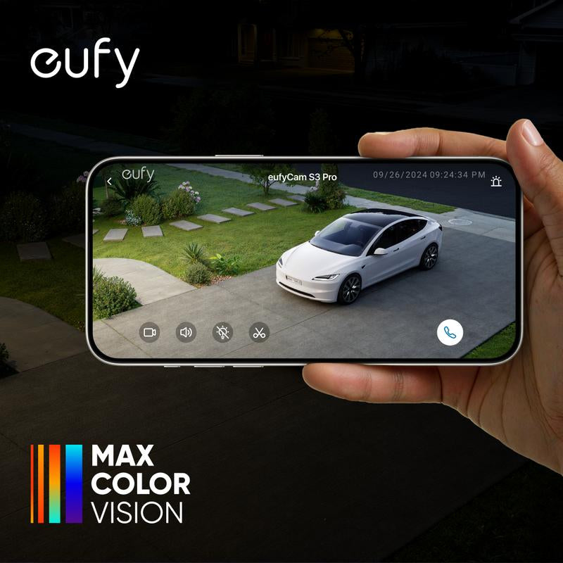 Eufycam S3 Pro 2-Cam Kit, Solar Camera Outdoor Wireless, Maxcolor Night Vision, 4K Security Camera with Solar Panel, Forever Power 2.0, Face Recognition AI, Expandable Local Storage, No Monthly Fee｜Spingtok