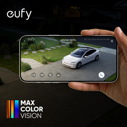 Eufycam S3 Pro 2-Cam Kit, Solar Camera Outdoor Wireless, Maxcolor Night Vision, 4K Security Camera with Solar Panel, Forever Power 2.0, Face Recognition AI, Expandable Local Storage, No Monthly Fee｜Spingtok