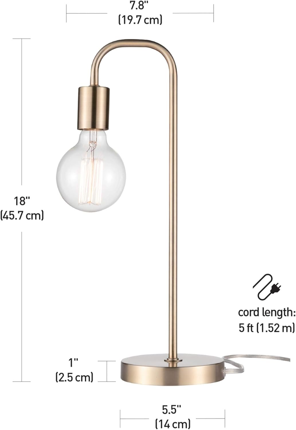 Holden 18" Table Lamp - Matte Brass Minimalist Bedside Light for Bedroom & Living Room