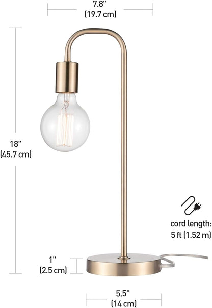 Holden 18" Table Lamp - Matte Brass Minimalist Bedside Light for Bedroom & Living Room