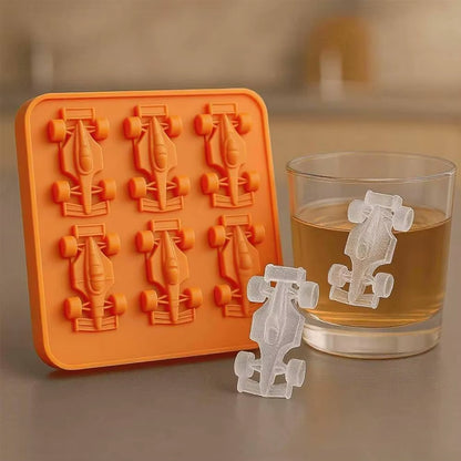 Formula Racing Car Ice Mold F1 Ice Mold, Silicone Racing Car Jelly Mold, 6-Cavity 3D Race Car Tumbler Ice Cube Tray Baking Tool