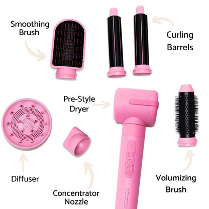 Stylo Air Multistyler - Lightweight Air Wrap Airstyling Set with 7 Attachments for All Hair Types Heatless Curler with Coanda Technology & 2 Year Warranty
