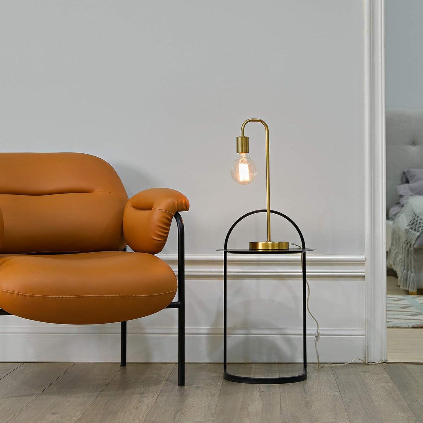 Holden 18" Table Lamp - Matte Brass Minimalist Bedside Light for Bedroom & Living Room