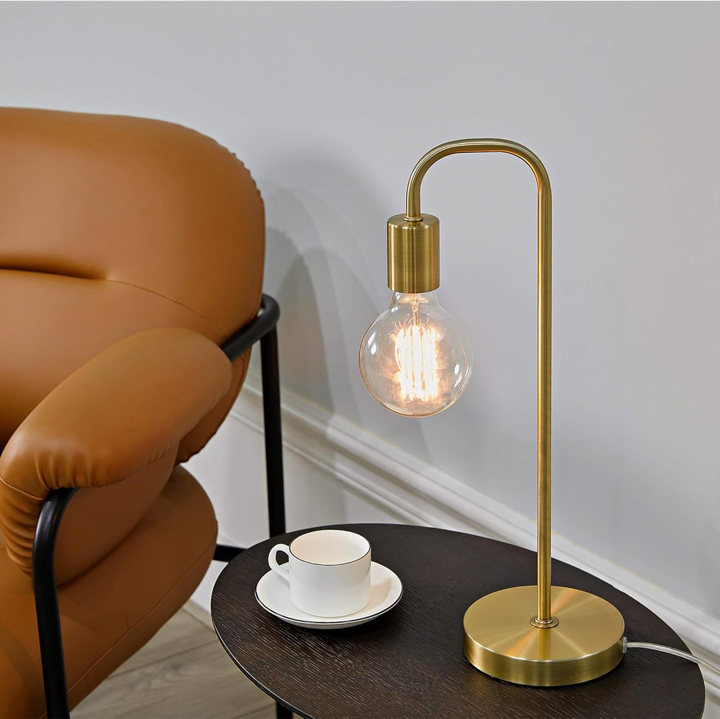 Holden 18" Table Lamp - Matte Brass Minimalist Bedside Light for Bedroom & Living Room
