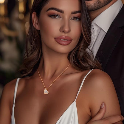 Love Heart Pendant Necklaces for Women, Silver Tone Rose Gold Tone Birthstone Jewelry Gifts for Wife Her