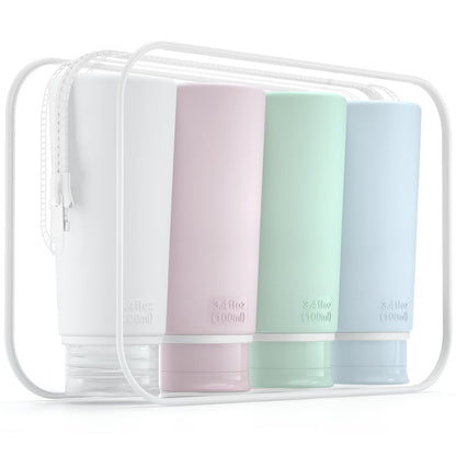 Travel Bottles for Toiletries Tsa Approved Travel Size Containers BPA Free Leak Proof Travel Tubes Refillable Liquid Travel Accessories for Cosmetic Shampoo and Lotion Soap for Travel, 4Pcs