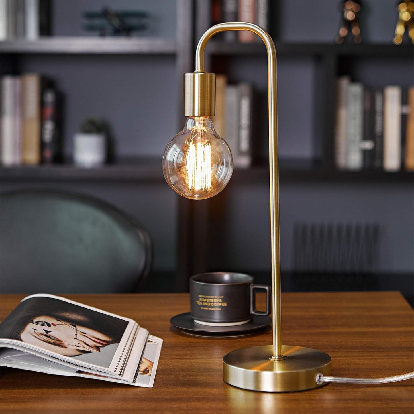 Holden 18" Table Lamp - Matte Brass Minimalist Bedside Light for Bedroom & Living Room