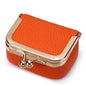 Wallet Genuine Leather Kiss Lock Coin Purse Solid Color Square Leather Jewelry Bag Multifunctional Mini Small Item Bag Earrings