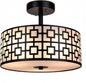 DLLT Flush Mount Ceiling Light: Modern 3-Light Semi Flush Mount Ceiling Light Fixture - Drum Kitchen Lighting Fixture for Dining Room - Black Bedroom Ceiling Lamp with Double Shade