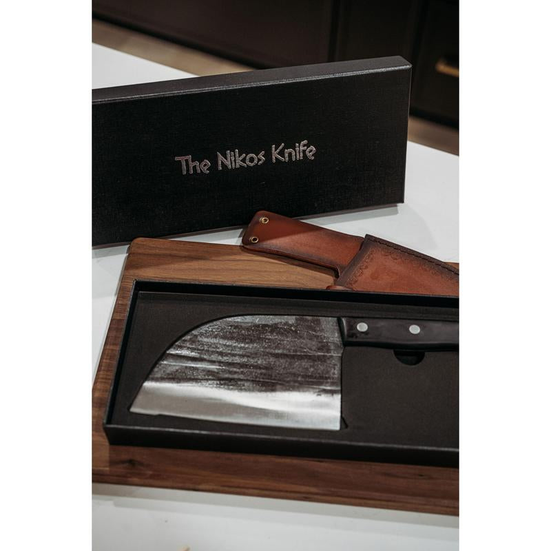 The Nikos Knife – Handmade Razor-Sharp Chef Knife | High-Carbon Steel Blade with Ergonomic Handle | Professional Kitchen Knife for Meat, Vegetables & More