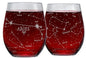 Zodiac Stemless Wine Glasses – Premium Hand-Etched Crystal Set of 2 with Constellation Design