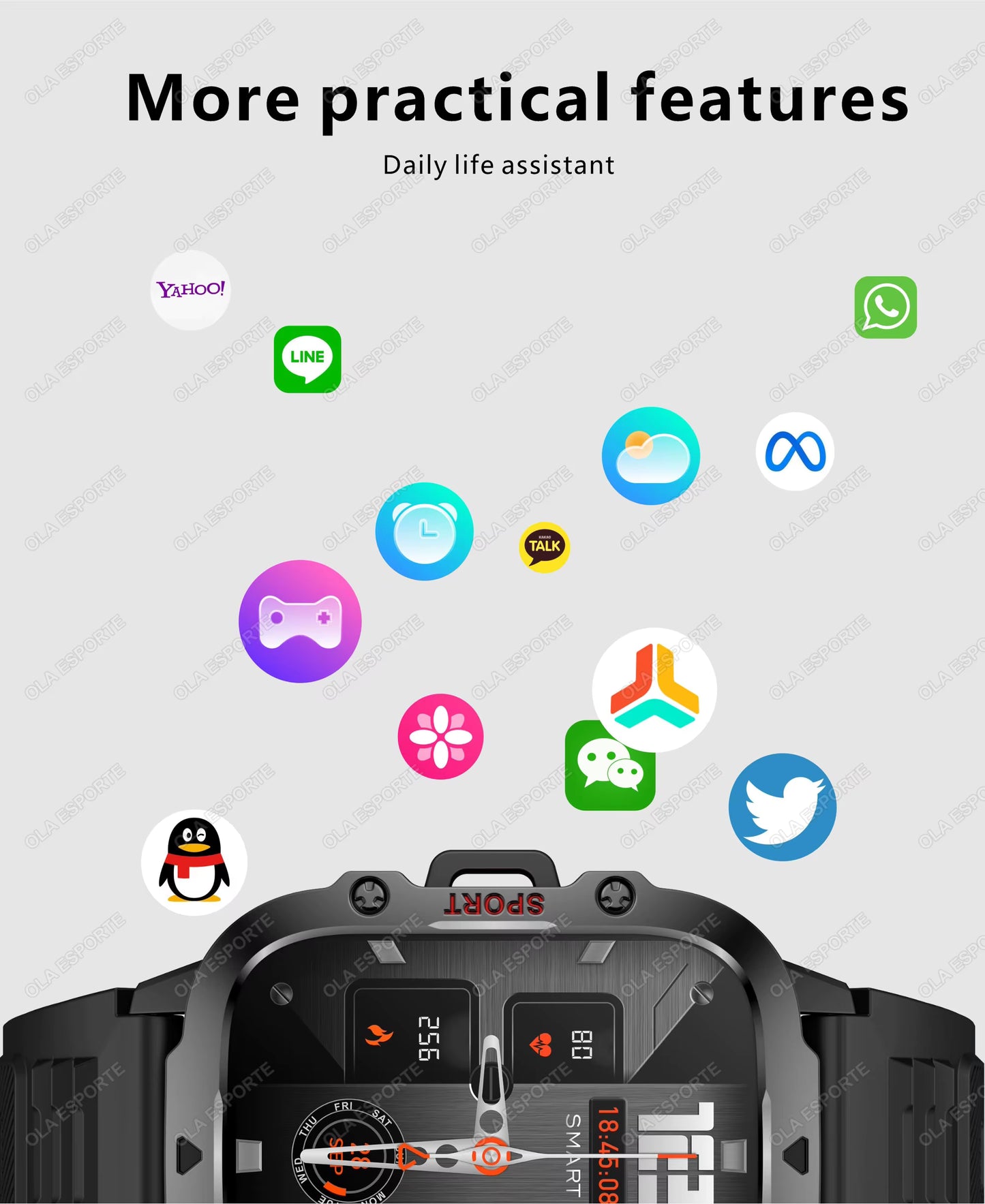 Men's Smartwatch with Bluetooth Calling - 1.81" HD Display, IP68 Waterproof Fitness Tracker