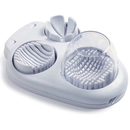 3-in-1 Egg Slicer - Stainless Steel Hard Boiled Egg Cutter for Slicing & Chopping