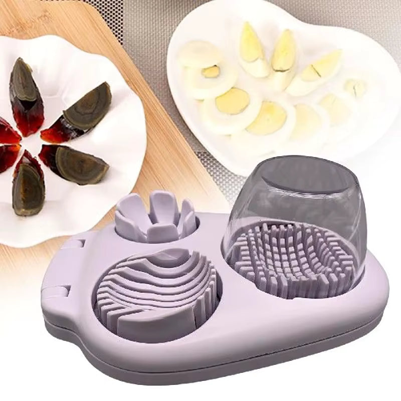 3-in-1 Egg Slicer - Stainless Steel Hard Boiled Egg Cutter for Slicing & Chopping
