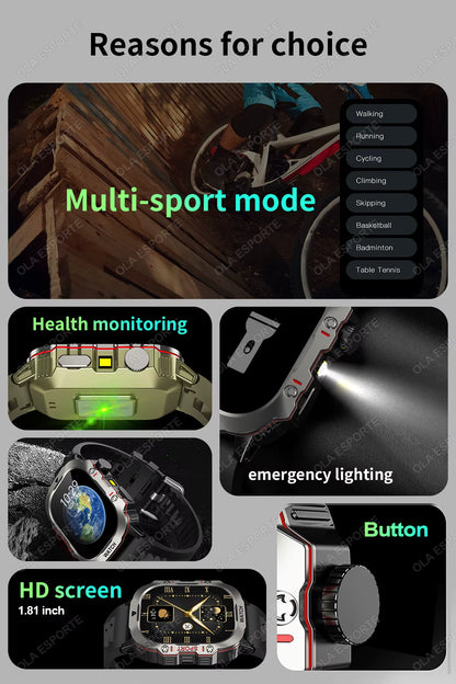 Men's Smartwatch with Bluetooth Calling - 1.81" HD Display, IP68 Waterproof Fitness Tracker