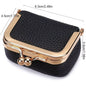 Genuine Leather Kiss Lock Coin Purse - Mini Square Jewelry Bag for Earrings & Small Items