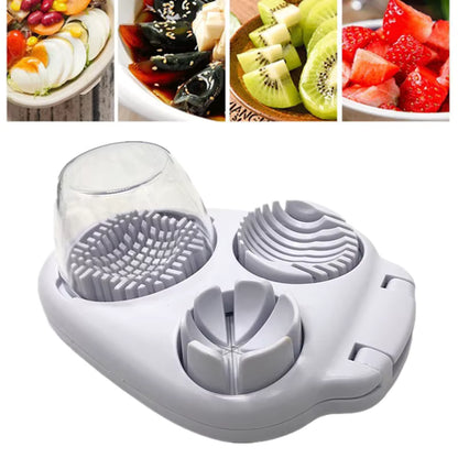 3-in-1 Egg Slicer - Stainless Steel Hard Boiled Egg Cutter for Slicing & Chopping