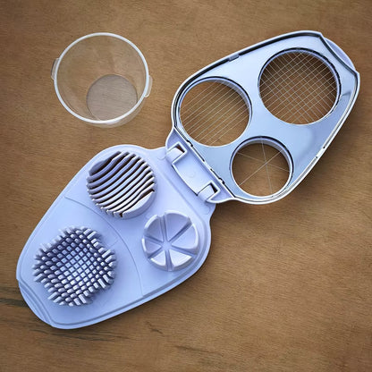 3-in-1 Egg Slicer - Stainless Steel Hard Boiled Egg Cutter for Slicing & Chopping