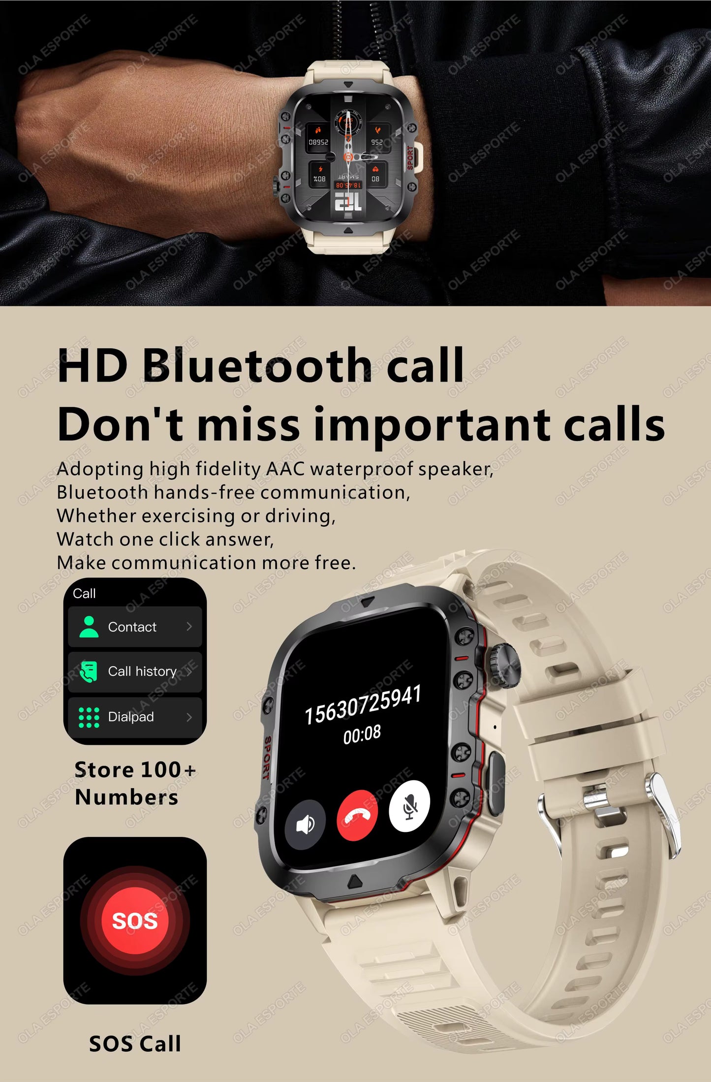 Men's Smartwatch with Bluetooth Calling - 1.81" HD Display, IP68 Waterproof Fitness Tracker