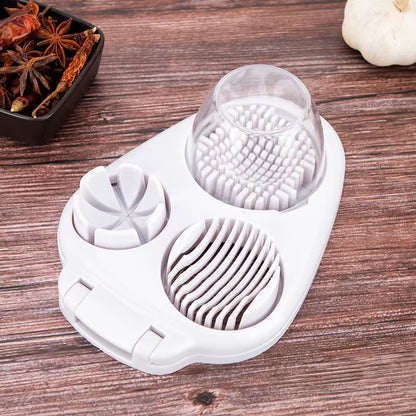 3-in-1 Egg Slicer - Stainless Steel Hard Boiled Egg Cutter for Slicing & Chopping