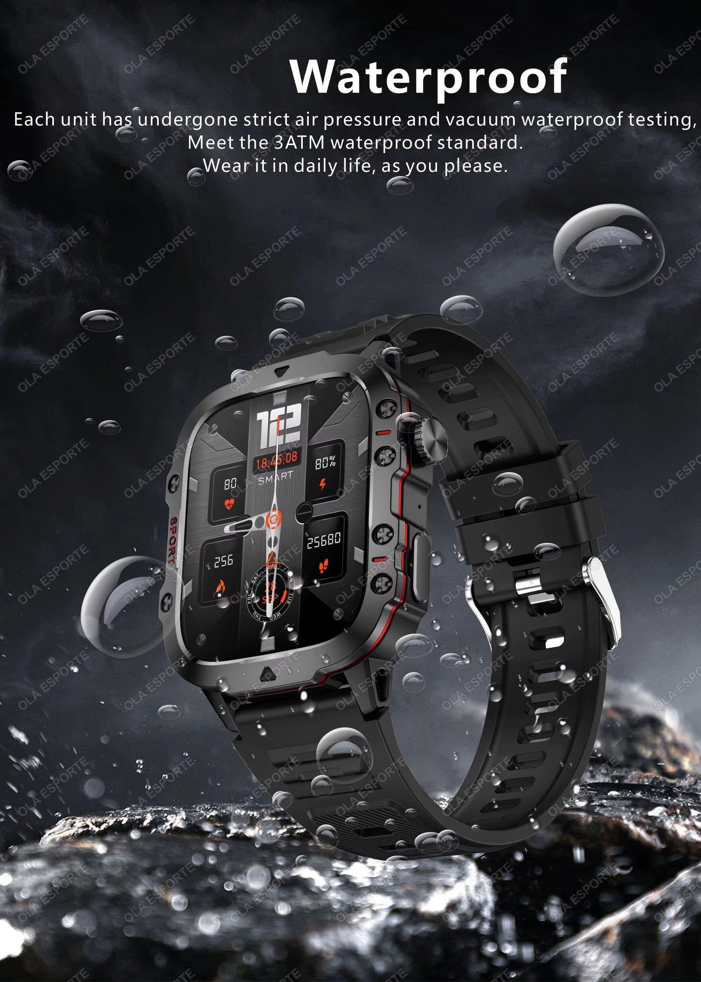 Men's Smartwatch with Bluetooth Calling - 1.81" HD Display, IP68 Waterproof Fitness Tracker