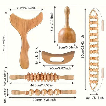 1Pc-6Pcs Wooden Massage Tool Set, Manual Wood Massager, Muscle Massage Tools, Herbal Therapy Massage Tools, Multi-Pack
