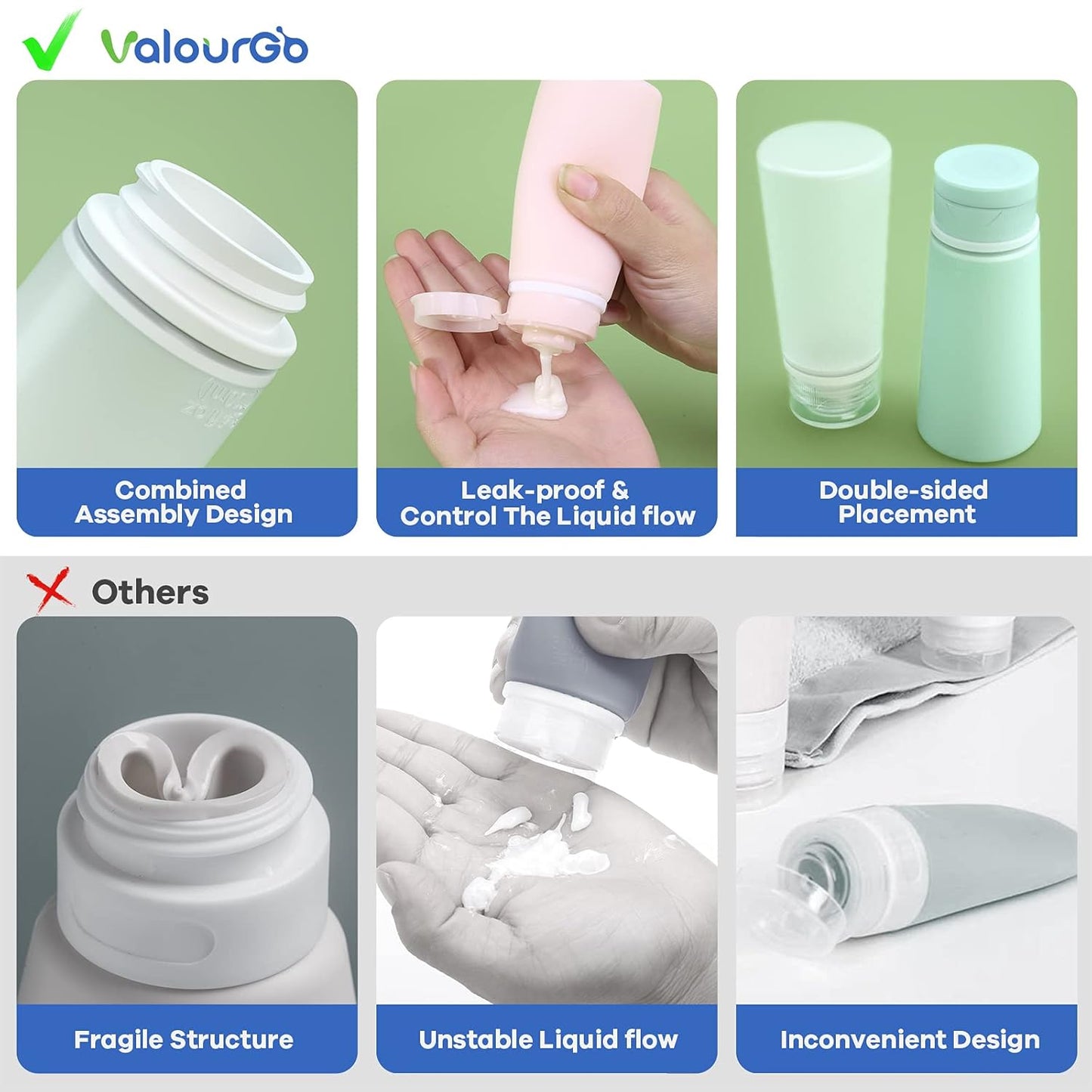 Travel Bottles for Toiletries Tsa Approved Travel Size Containers BPA Free Leak Proof Travel Tubes Refillable Liquid Travel Accessories for Cosmetic Shampoo and Lotion Soap for Travel, 4Pcs