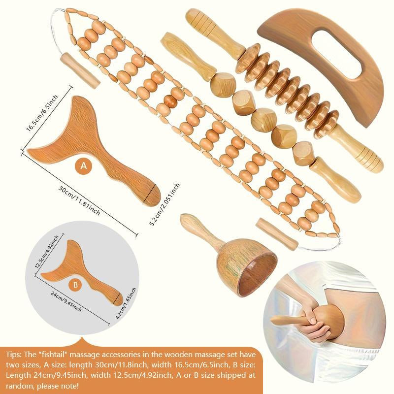 1Pc-6Pcs Wooden Massage Tool Set, Manual Wood Massager, Muscle Massage Tools, Herbal Therapy Massage Tools, Multi-Pack