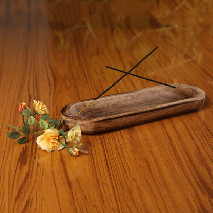 Wooden Brown Incense Holder -Incense Burner Holder –Ash Catcher - Incense Stick Holder - Meditation & Yoga - Great Gift for Any Occasion Size 11X4 Inch