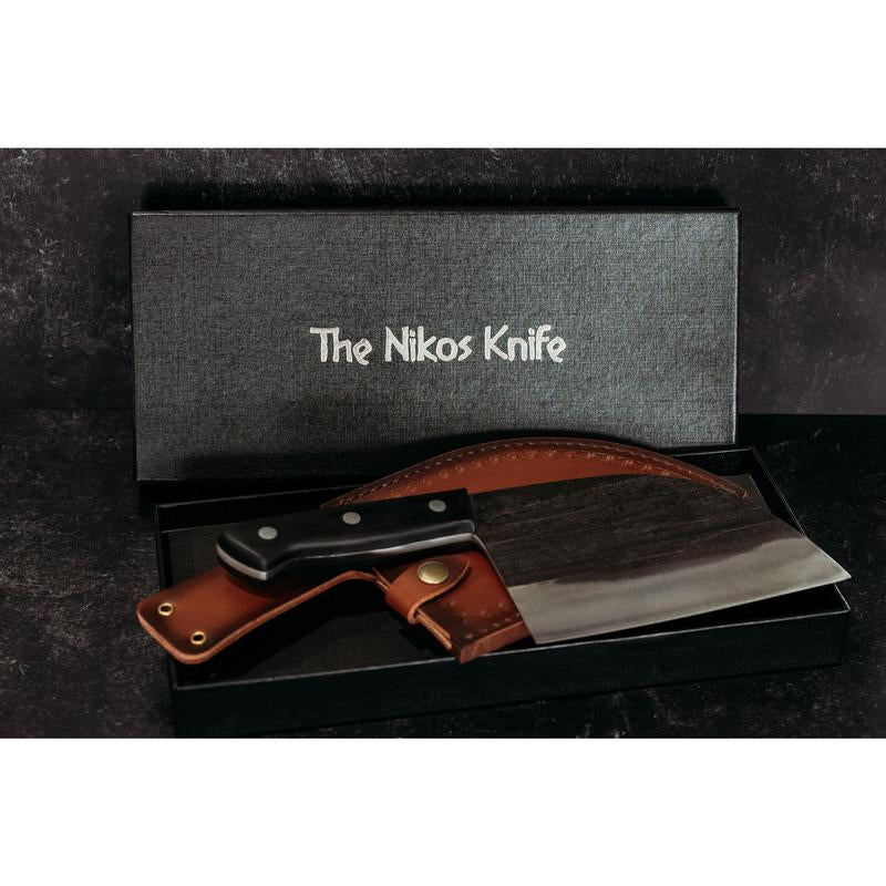 The Nikos Knife – Handmade Razor-Sharp Chef Knife | High-Carbon Steel Blade with Ergonomic Handle | Professional Kitchen Knife for Meat, Vegetables & More