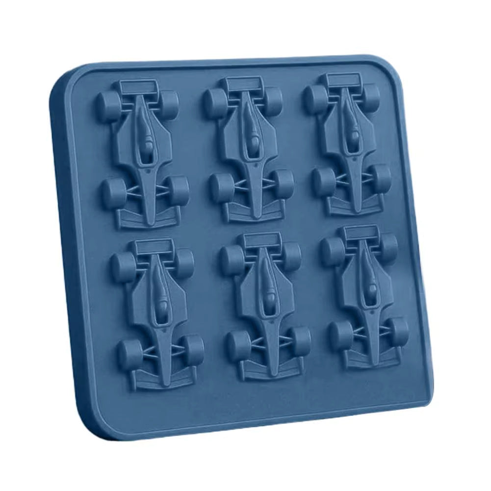 Formula Racing Car Ice Mold F1 Ice Mold, Silicone Racing Car Jelly Mold, 6-Cavity 3D Race Car Tumbler Ice Cube Tray Baking Tool
