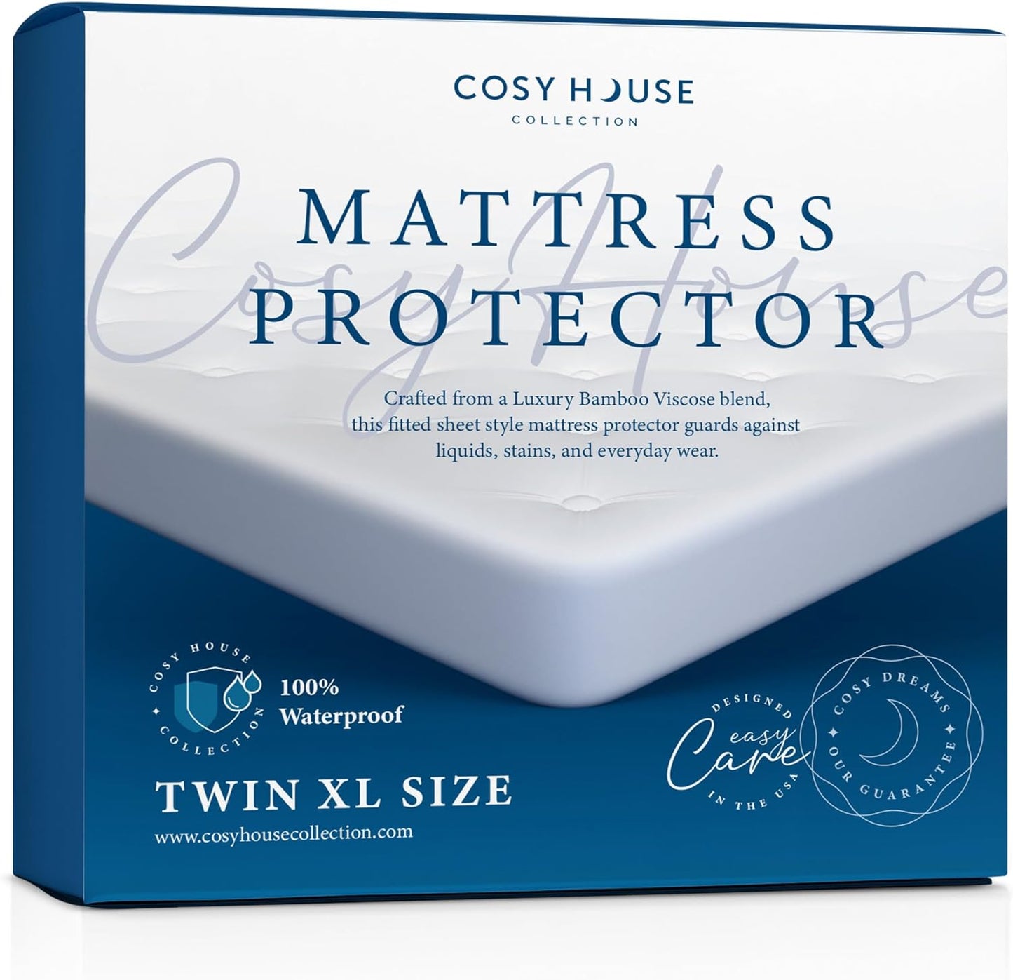 Luxury Mattress Protector - Blend of Rayon Derived from Bamboo - College Dorm Room Essentials - Ultra Soft Comfort, Stays Cool & Quiet - Premium Fitted Sheet Style (Twin XL)